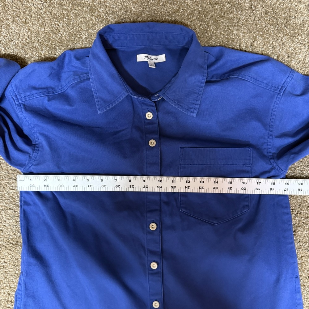 Madewell Shirt Dress Womens Small Royal Blue Cotton Preppy Side Slits Button Up - Picture 9 of 13